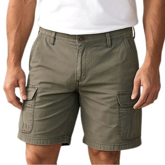 Wrangler Men's Khaki Cargo Shorts Mens Size 34 Lots of Pockets Casual - Picture 1 of 6
